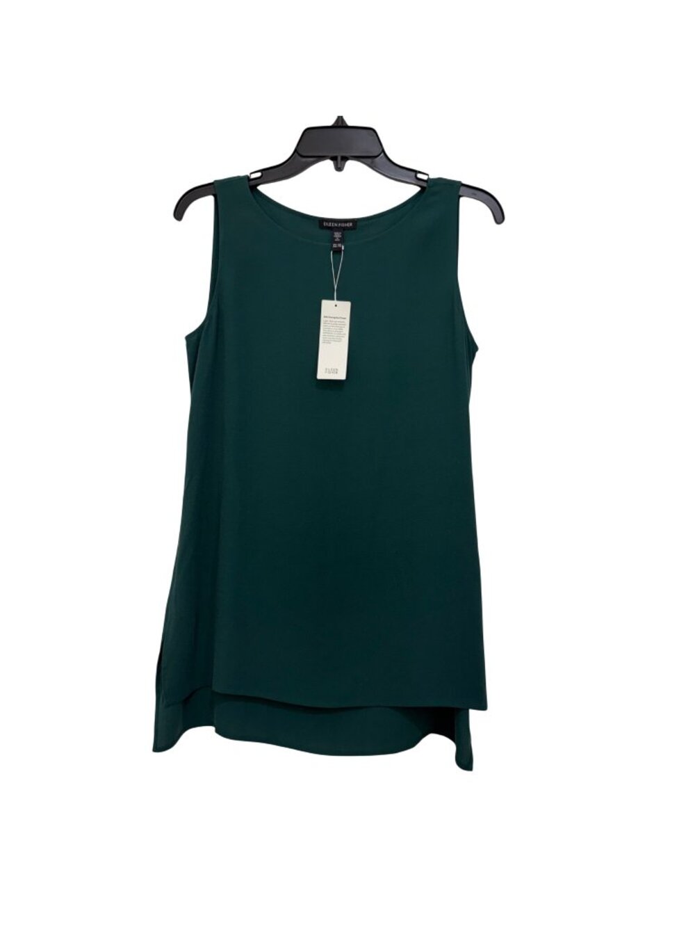Eileen Fisher Women Silk Georgette Crepe Tank Top Size XXS Teal Green Sleeveless